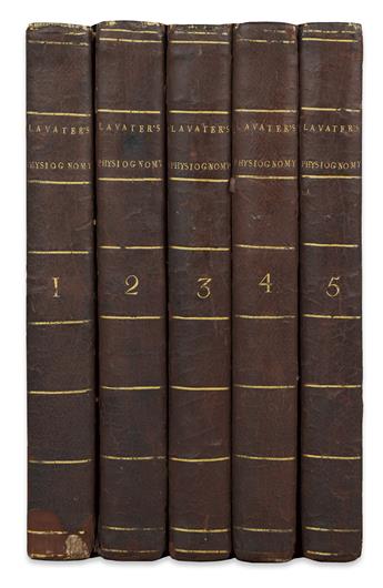 LAVATER, JOHANN CASPAR. Essays on Physiognomy.  3 vols. in 5.  1789-98.  Lacks 2 plates.